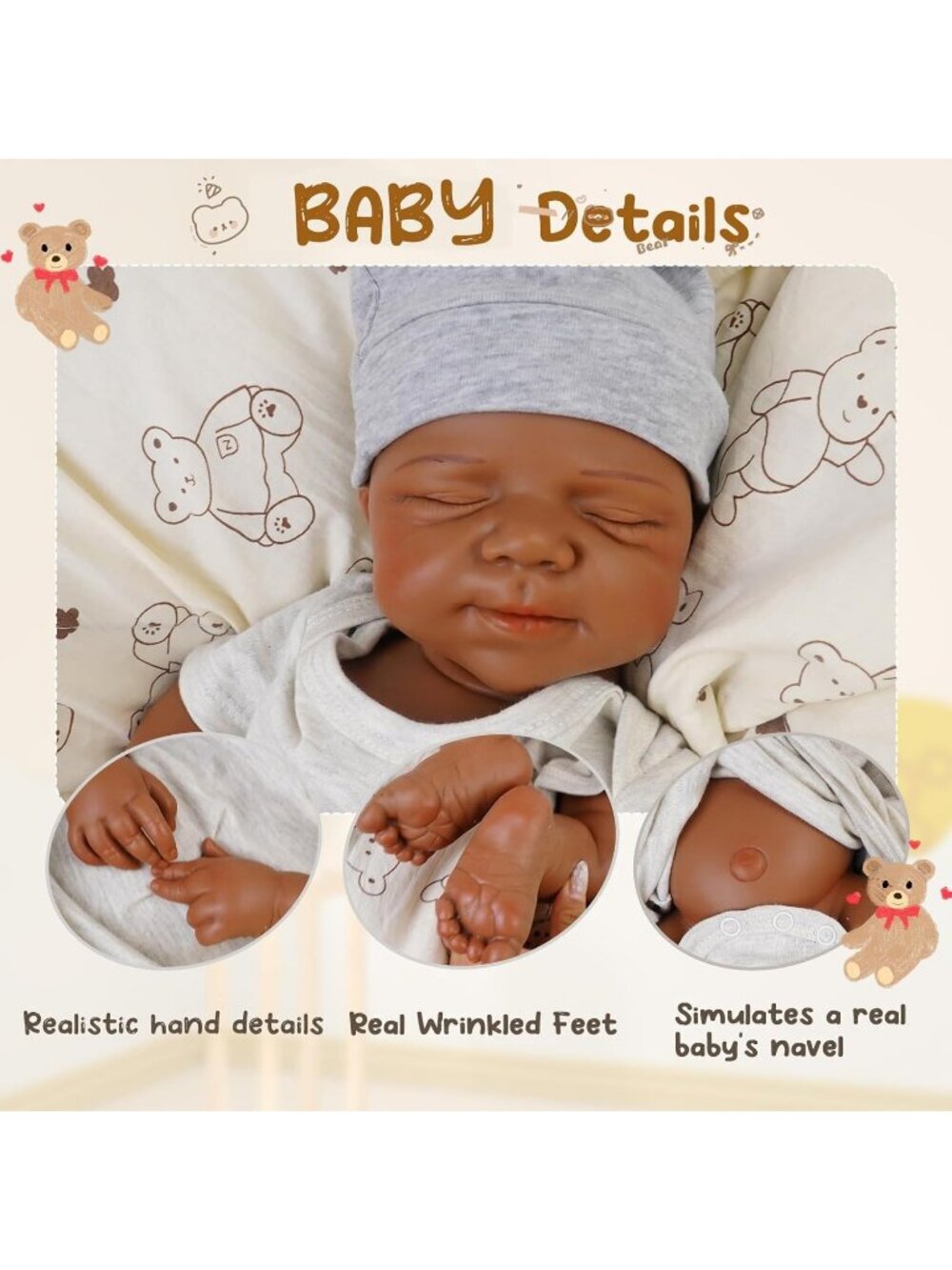 20 Inch Boy Skin & Vessels Realistic Blood Silicon Body Reborn Baby Doll For Kid - Picture 3 of 7